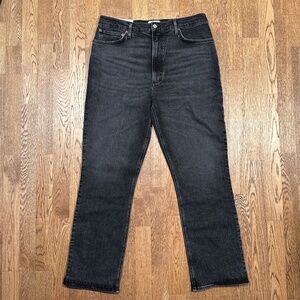 NWT AGOLDE High Rise Stove Pipe Straight Fit Black Denim Jeans Womens 31